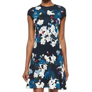 ERDEM Navy and White Floral Mini Dress